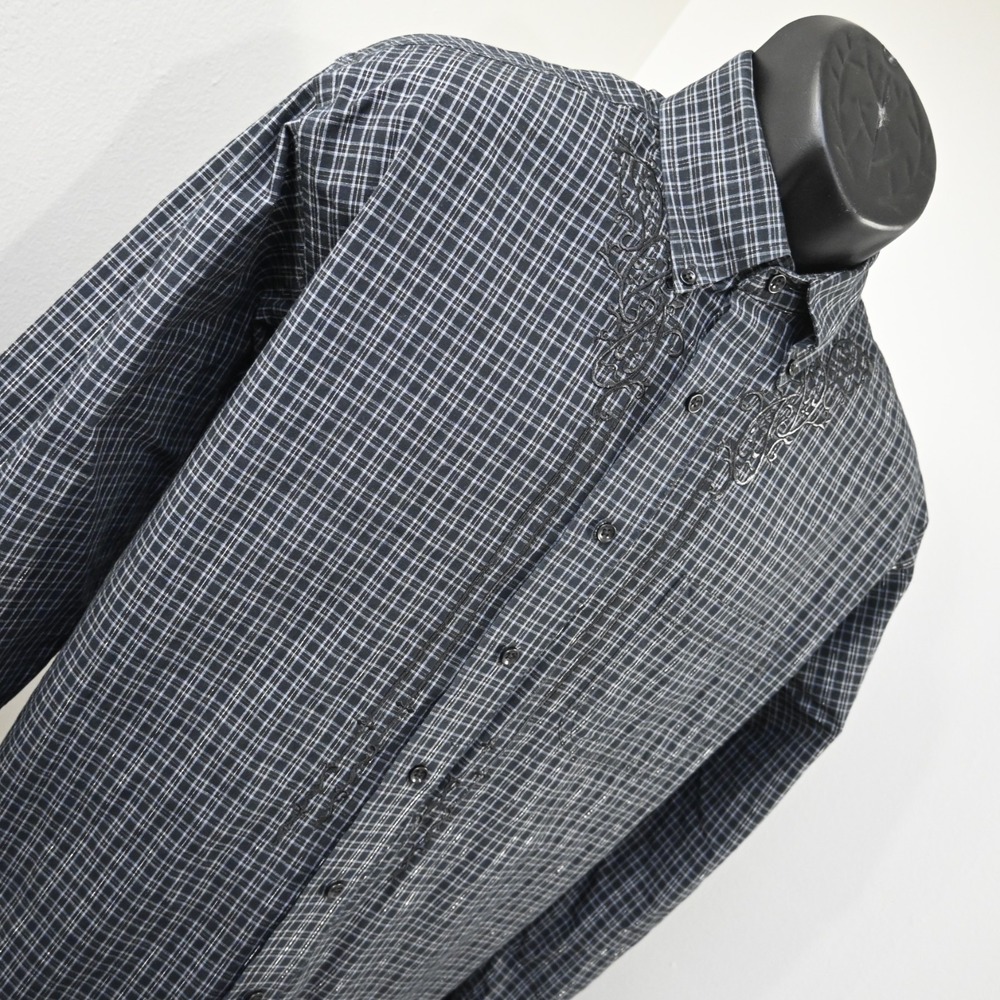 Panhandle Rough Stock Cowboy Dress Shirt Plaid Lurex Long Sleeve Mens Size Large - Picture 3 of 11